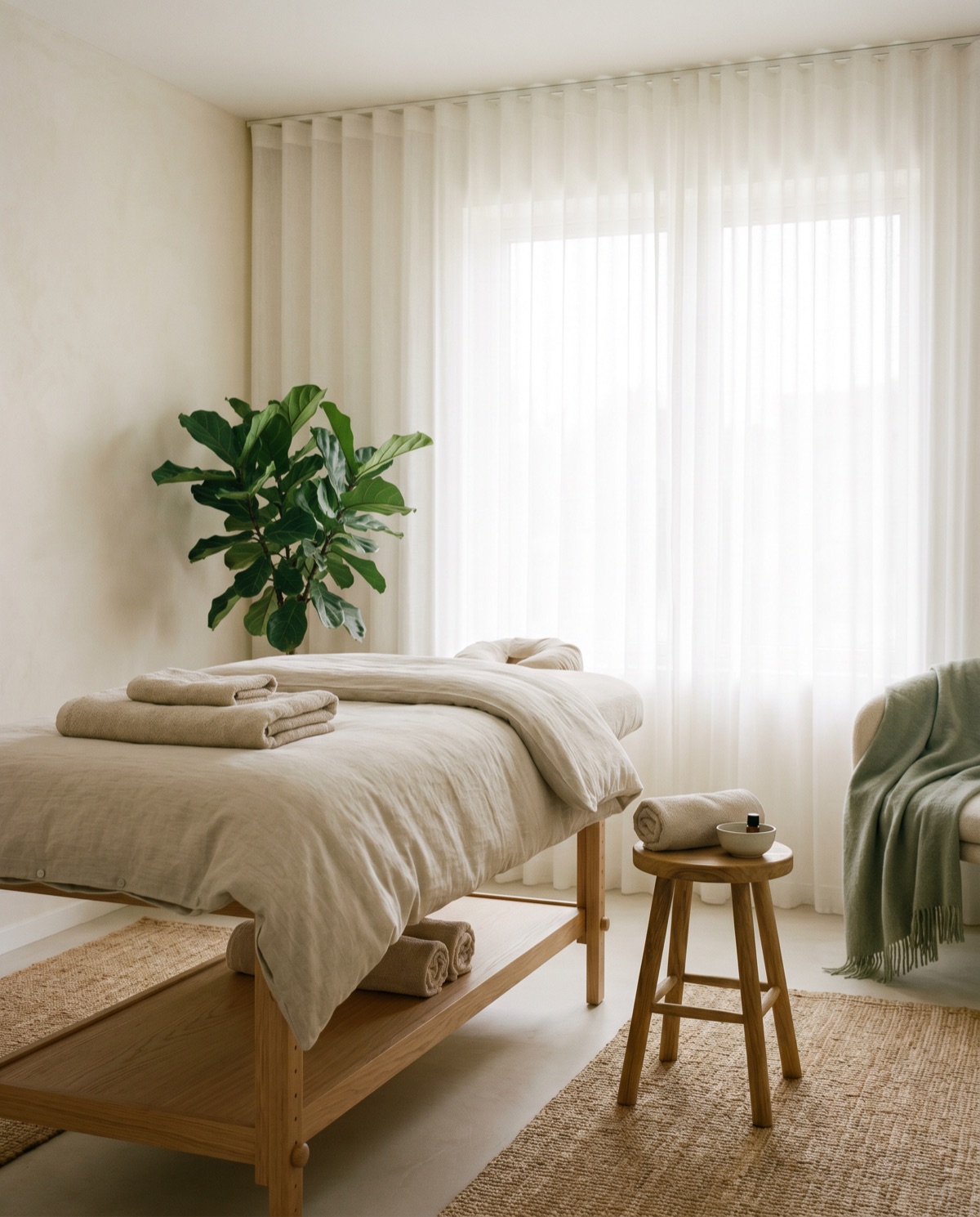 Sala de masaje de Cosmic Massage Therapy con luz cálida y ambiente sereno